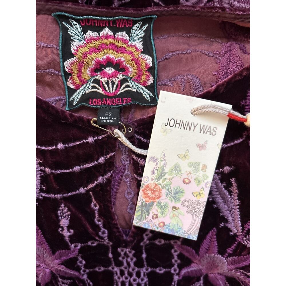 NEW Johnny Was Palmira Velvet Midi Dress Womens Petite Small (6-8) Purple Boho - Picture 7 of 9